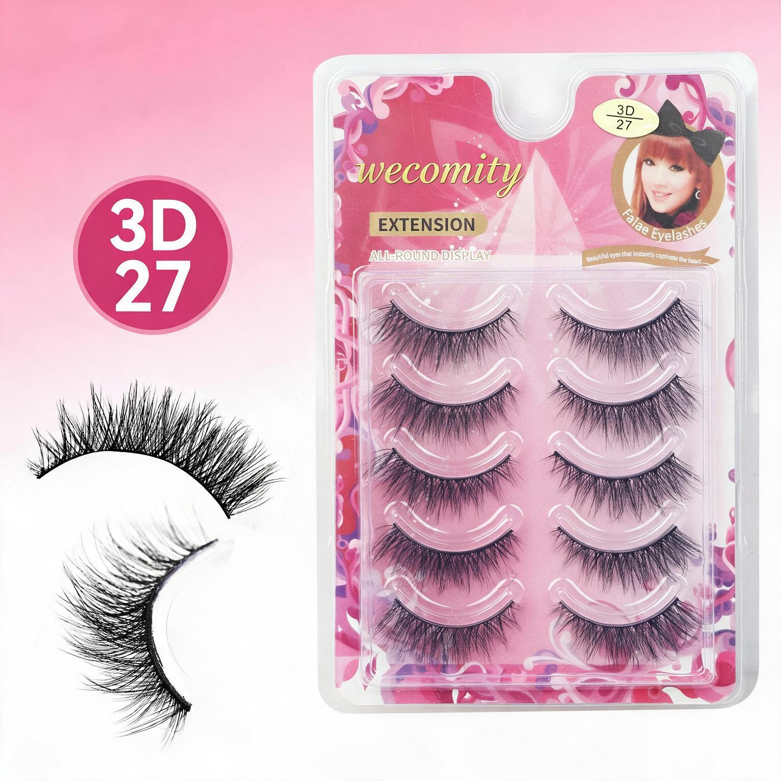5pairs False Eyelashes beauty NATURAL BLACK LONG FALSE EYELASHES Mink Fluffy Mink Lashes（副本）